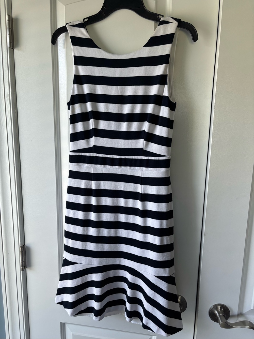 Banana Republic Sleeveless Navy and White Striped Fit-and-Flare Dress